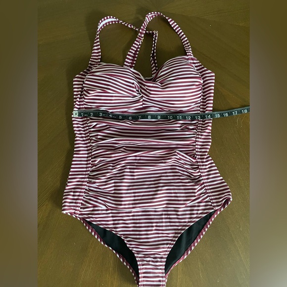 Retro Striped One Piece Swim Suit - Picture 3 of 7
